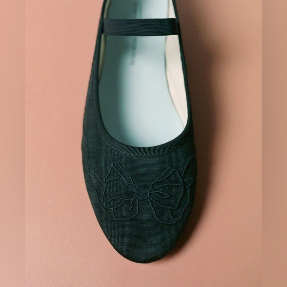 LOEFFLER RANDALL x SALTER HOUSE Black Moire Bow Flats sz 10.5 - Picture 2 of 12